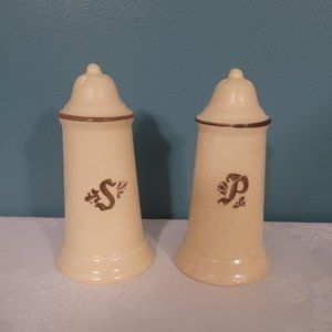 Vintage Set of Pfaltzgraff Village Pattern Stoneware Salt & Pepper Shakers